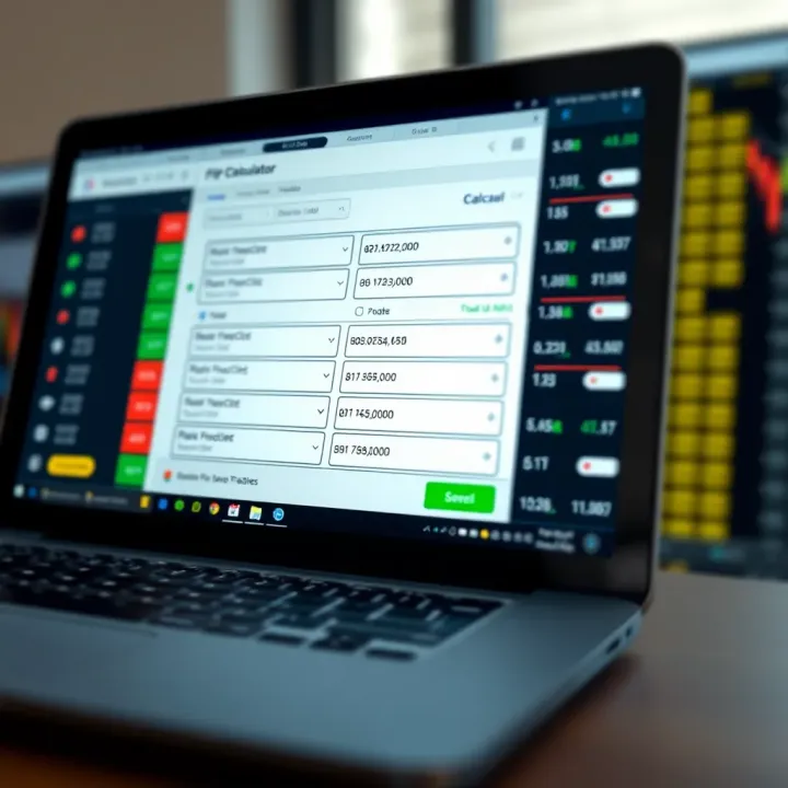 Screenshot of an online pip and lot calculator interface with input fields and results