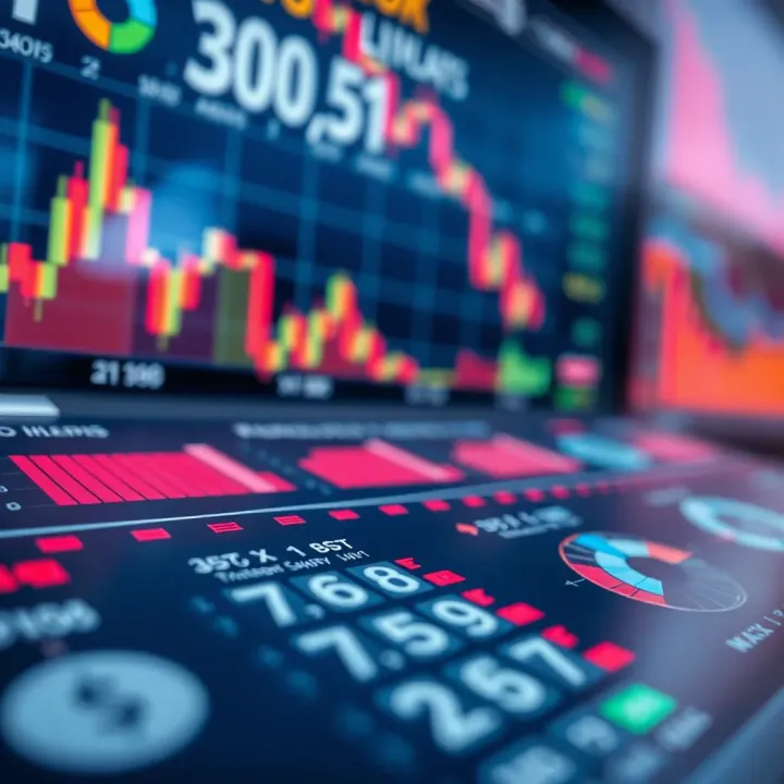 Financial charts and data analytics with derivative calculations