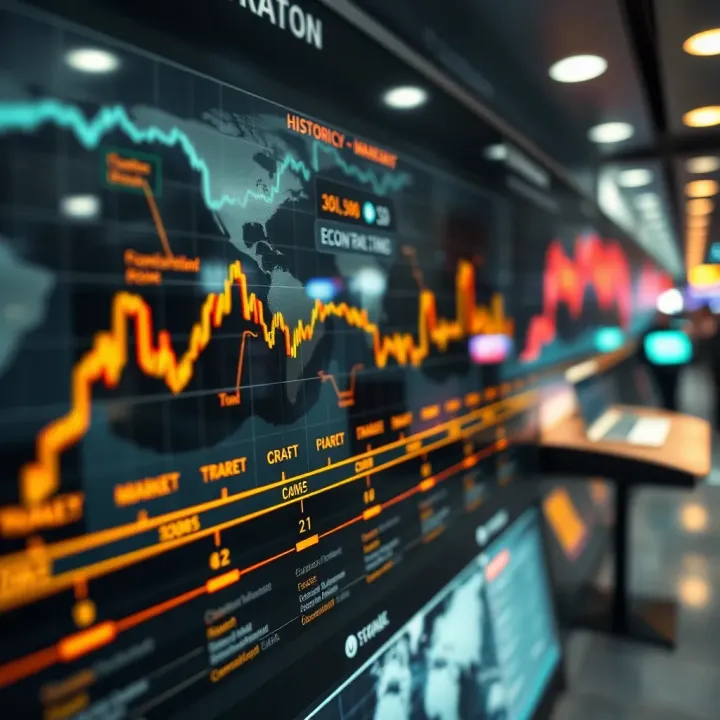 Historical Overview of Economic Booms and Crashes Timeline highlighting key historical economic booms and crashes with market and economic impact annotations