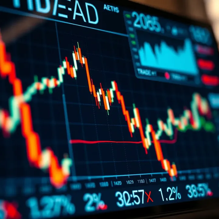 Digital Trading Platform with Market Trends Graph showing upward trend on a digital trading platform interface