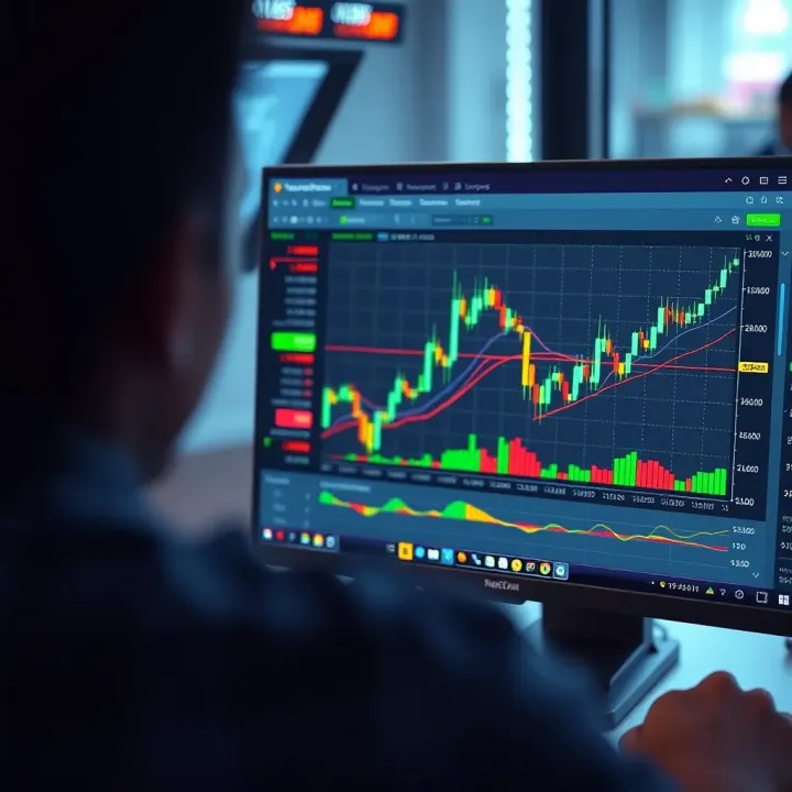 TradingView chart interface integrated within Deriv.com platform showing technical indicators