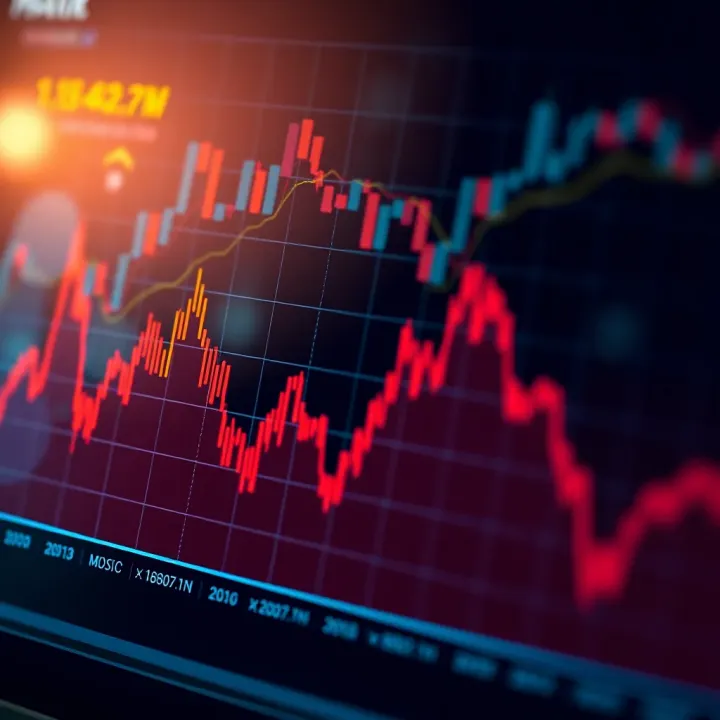 Graph displaying the performance trends of global stock market indices with upward and downward movements