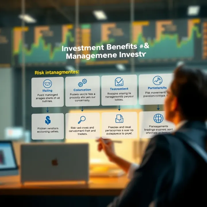 Graphic illustrating investment benefits and risk management strategies for Colombian investors