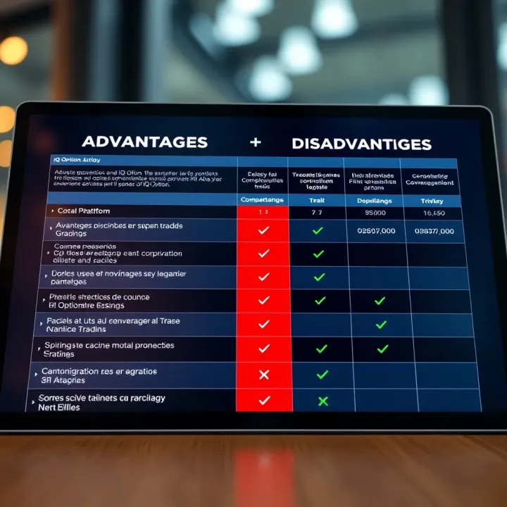 Advantages and Disadvantages of IQ Option Trading Platform Comparison chart displaying advantages and disadvantages of IQ Option trading platform