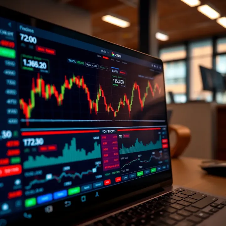 Interface of IQ Option demo account showing trading charts and virtual balance