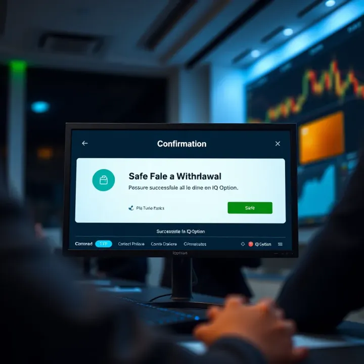Confirmation of Safe and Successful Withdrawal on IQ Option Secure financial transaction confirmation screen displaying successful fund transfer