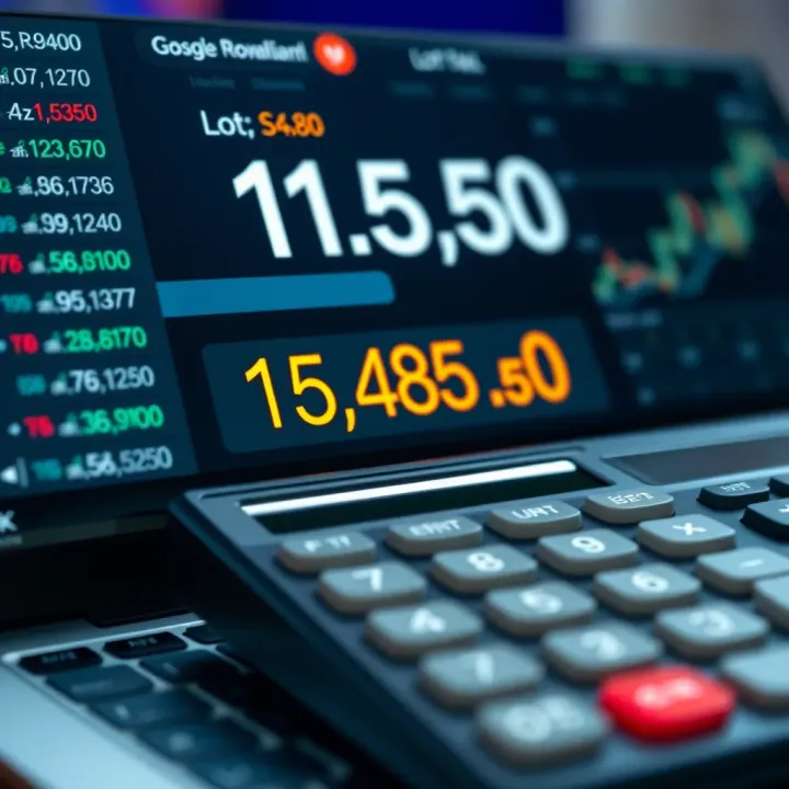 Optimal Position Sizing with Lot Calculator Calculator displaying optimal lot size calculation for financial trading risk management