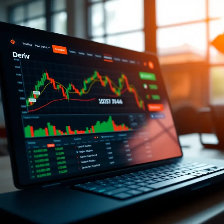 Dashboard of a real trading account on Deriv platform displaying market charts and trading options