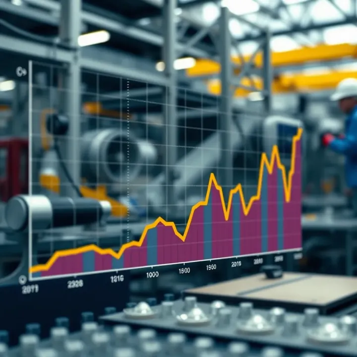 Graph illustrating the evolution and economic impact of manufacturing companies influenced by technology and globalization