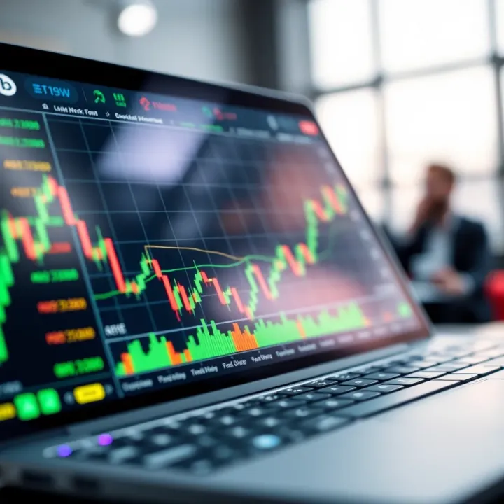 Interface of an online trading platform with currency and cryptocurrency options