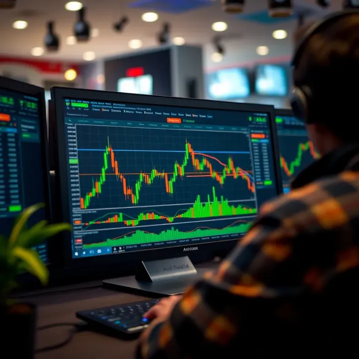 User interface of Axi Broker trading platform showing charts and market data
