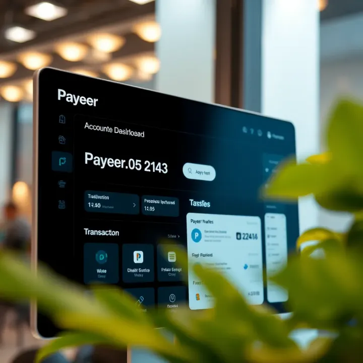 Digital wallet interface showing Payeer account balance and transaction options