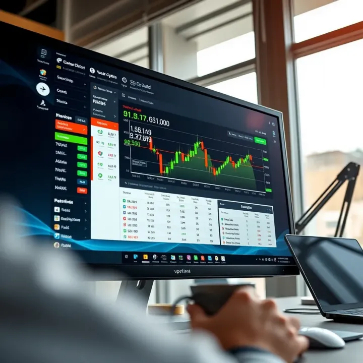 User interface showing Pocket Option trading platform on a desktop computer screen