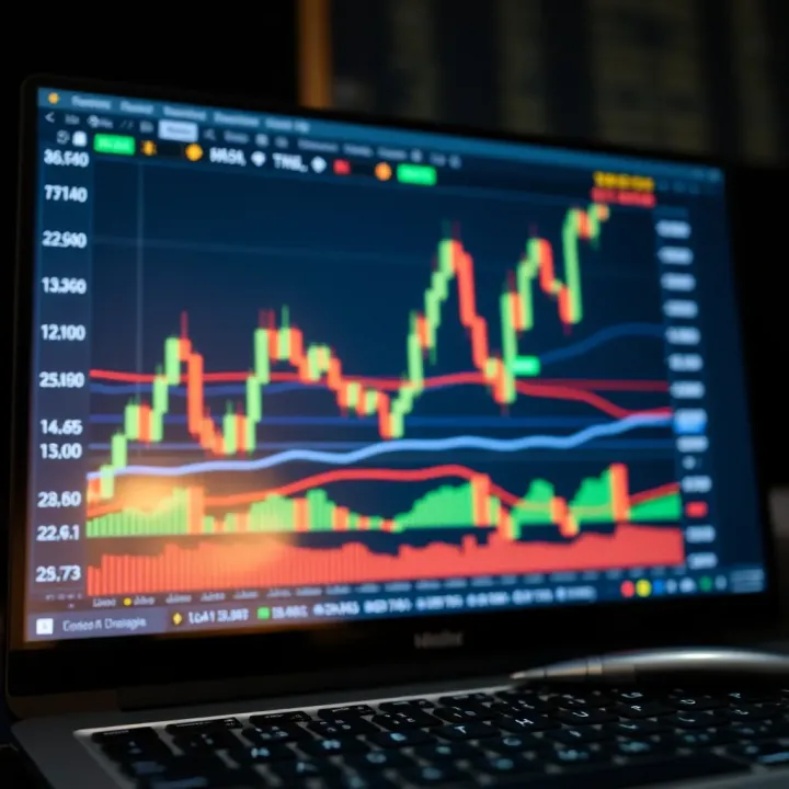 Chart displaying historical trading data with technical indicators used for backtesting strategies
