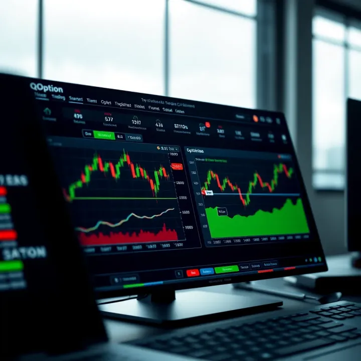 Digital trading platform interface showing options and financial charts