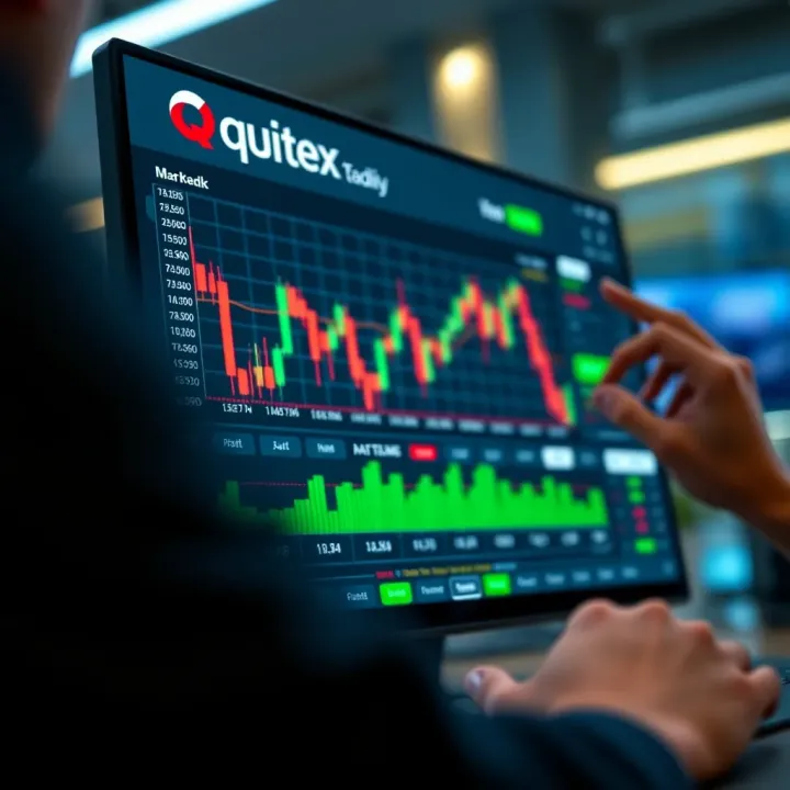 User interface of Quotex trading platform showing market charts and trading options