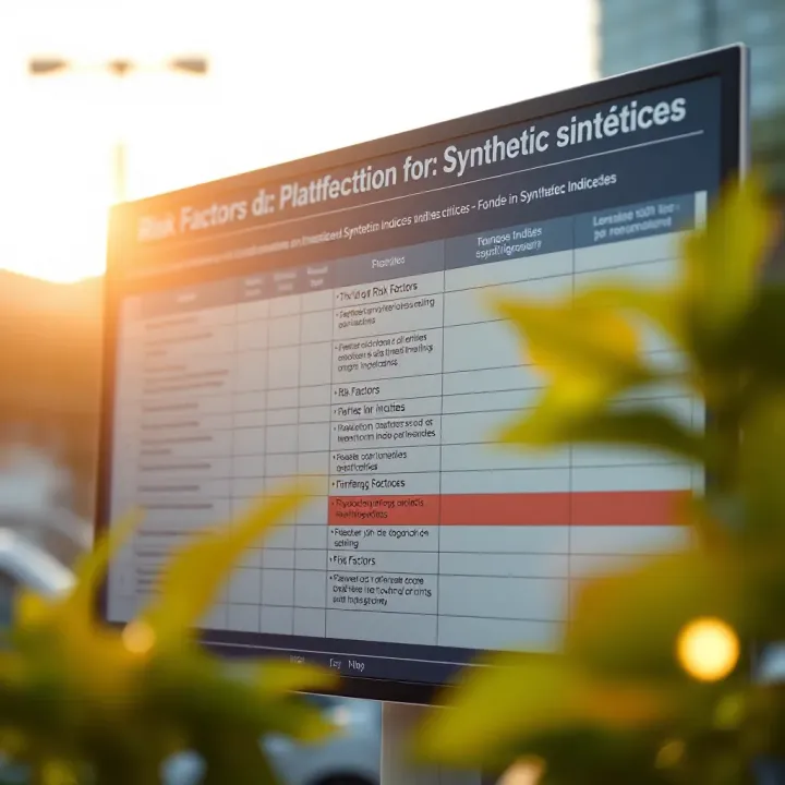 Chart showing risk factors and platform selection criteria for investing in synthetic indices in Colombia