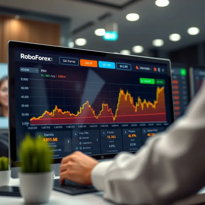 Investment Performance and Benefits in RoboForex Member Zone Graphical representation of investment performance and exclusive benefits available in RoboForex member zone