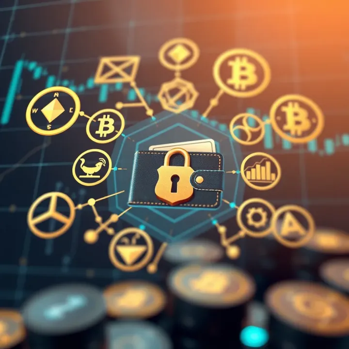 Security and Regulatory Aspects of Crypto Trading Illustration of a secure digital wallet surrounded by cryptocurrency symbols and regulatory icons