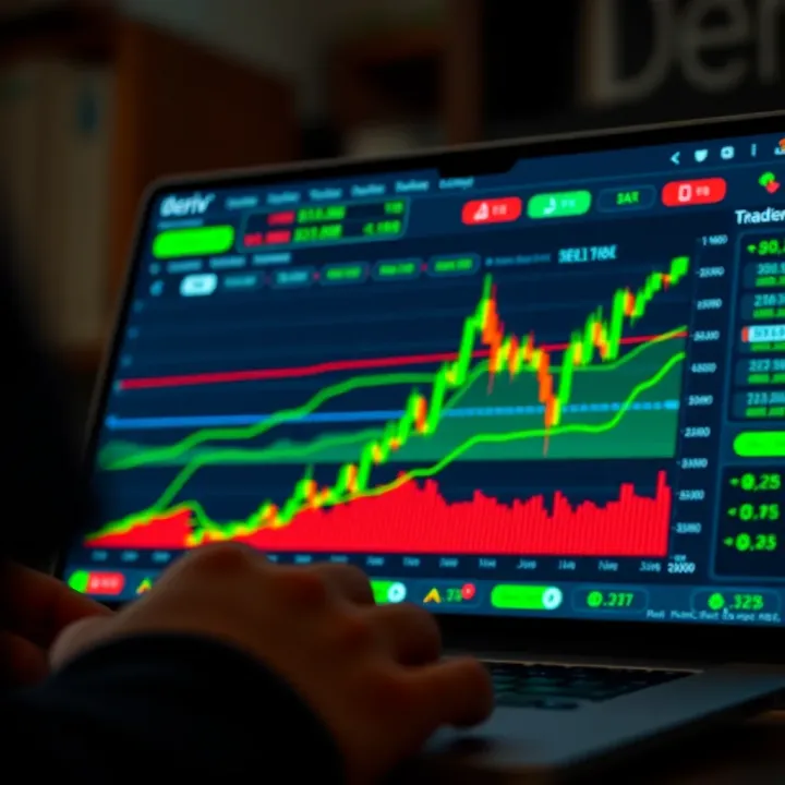 Graph showing simulated trading performance within Deriv demo account platform