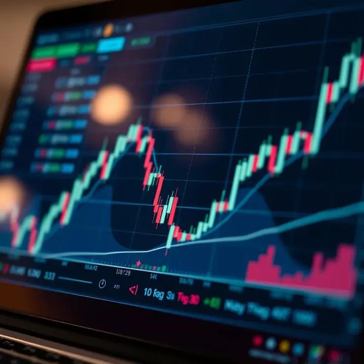 Graph illustrating synthetic asset price trends with technical analysis tools