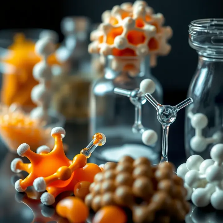 Various synthetic materials and their chemical structures