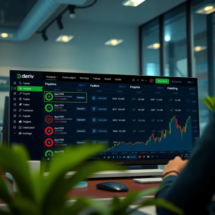 Deriv Platform Trading Options Overview Interface of Deriv platform displaying different types of trading options available for Colombian traders