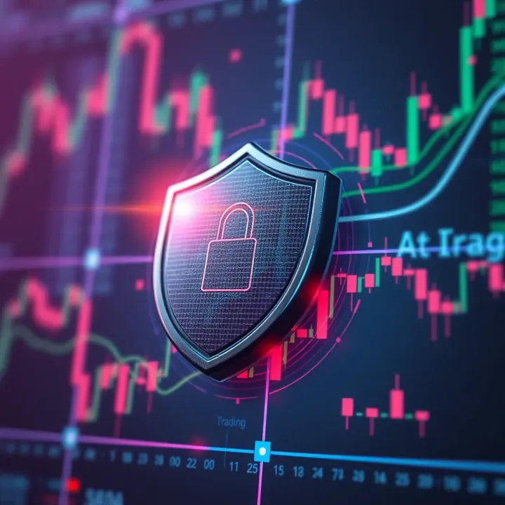 Digital security shield symbolizing protection of trading apps and user data