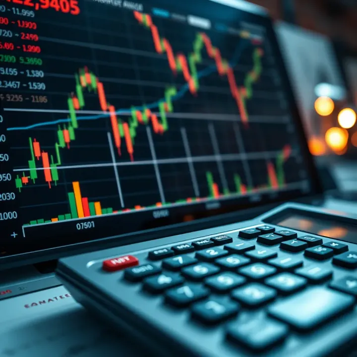 Trading Calculator Applied to Various Financial Instruments Graph showing different financial instruments and trading profits calculated