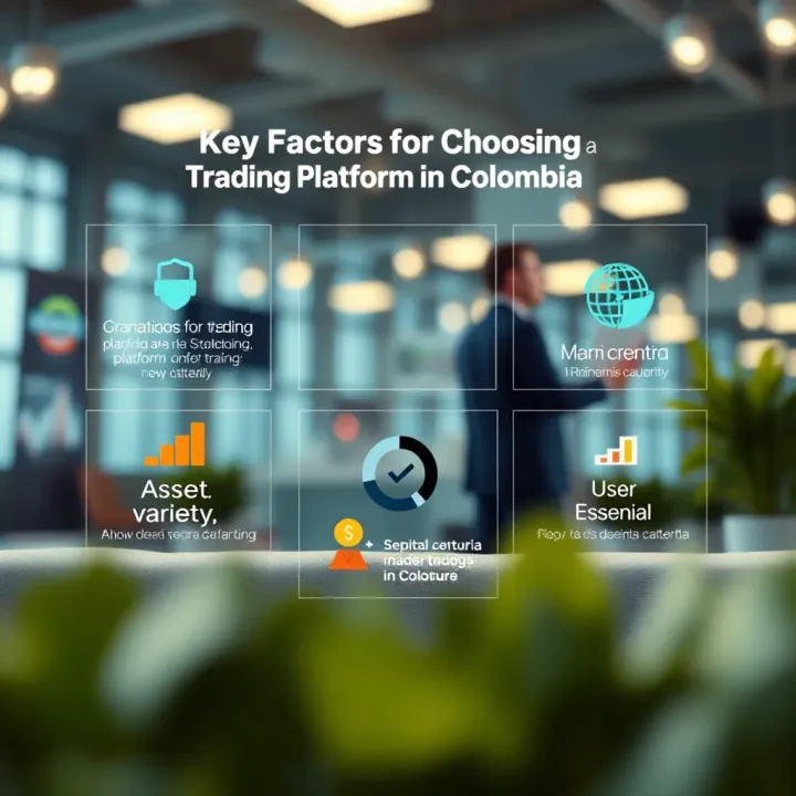 Graphical representation of key criteria for selecting a trading platform including security, asset variety, and user experience