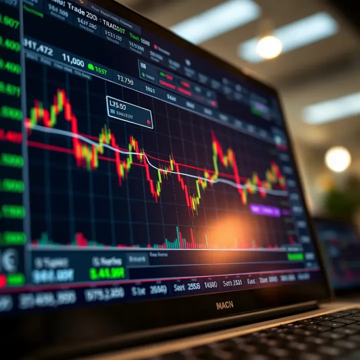 Graph showcasing stock market trends on a digital trading platform interface