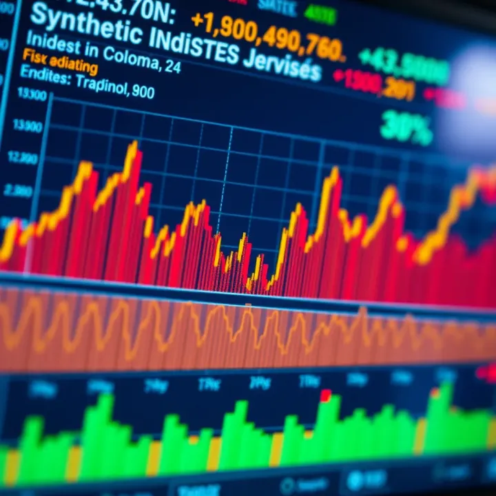 Chart illustrating advantages and risk factors of trading synthetic indices in Colombia