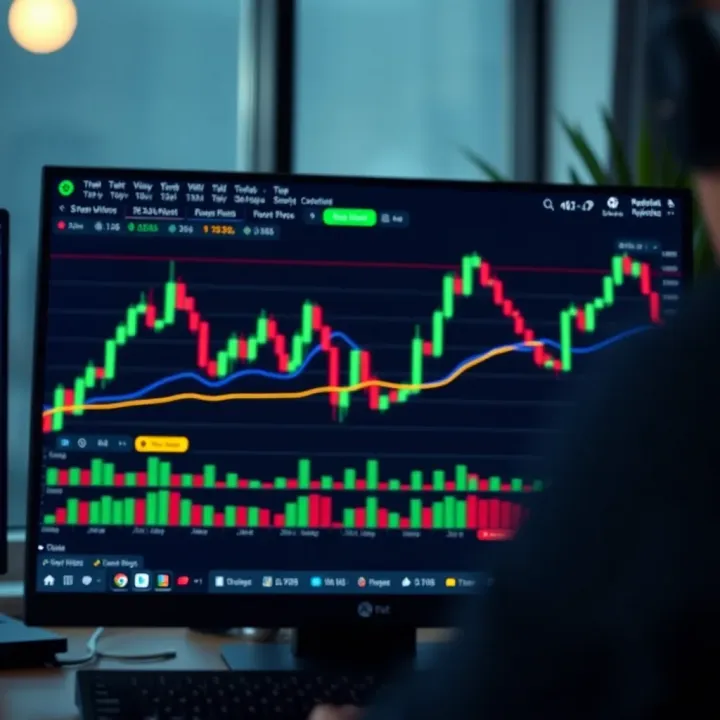 TradingView Charting Tools for Binary Options Graphical interface of TradingView showing candlestick charts and technical indicators for binary options trading