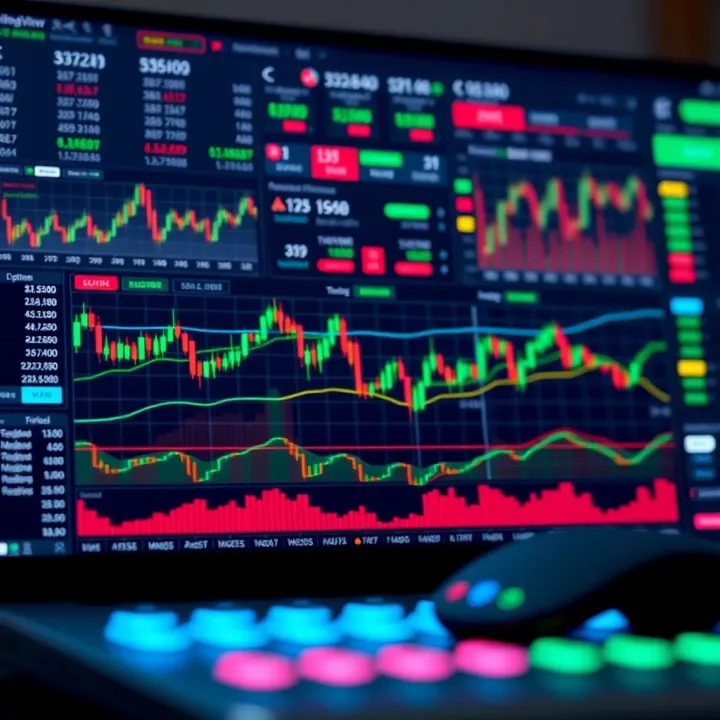 Trading dashboard illustrating various indicators and tools used in binary options on TradingView platform