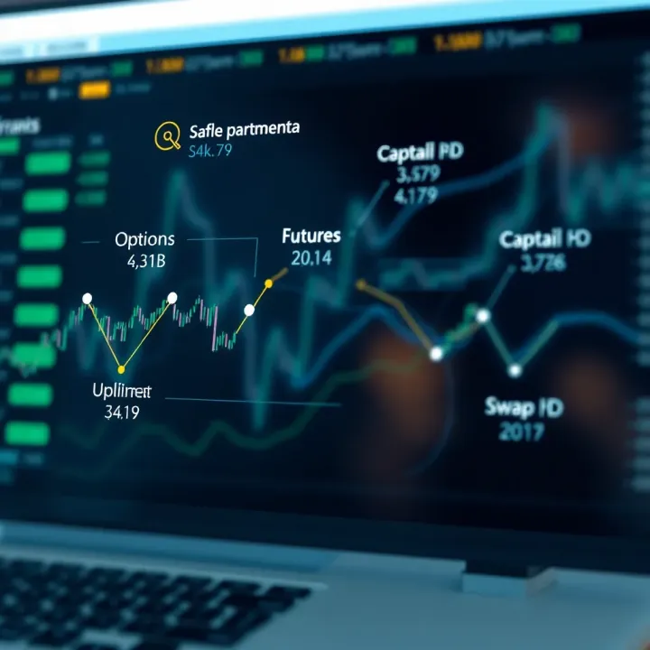 Illustration of different types of derivatives managed by brokers including options, futures, and swaps