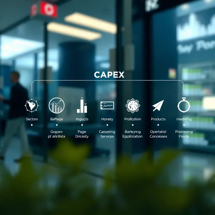 Capex Platform Applications Across Different Sectors Illustration of various sectors utilizing Capex platform with icons representing industry applications