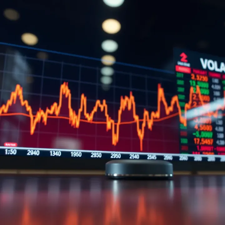 Graph showing fluctuations in financial market prices representing volatility