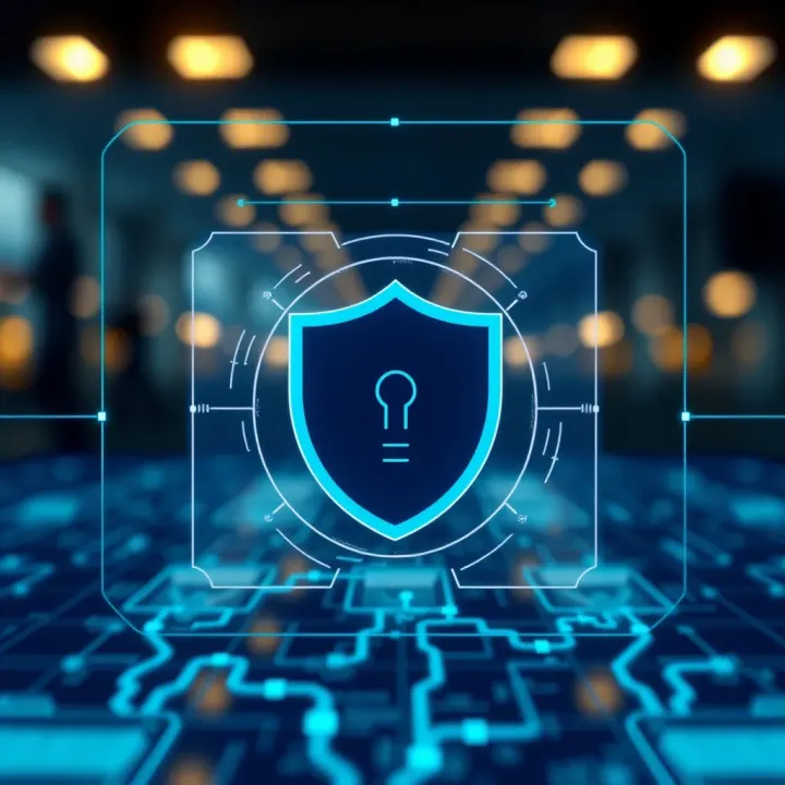 Secure digital platform interface with shield icon representing safety features